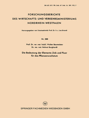 cover image of Die Bedeutung der Elemente Zink und Fluor für das Pflanzenwachstum
